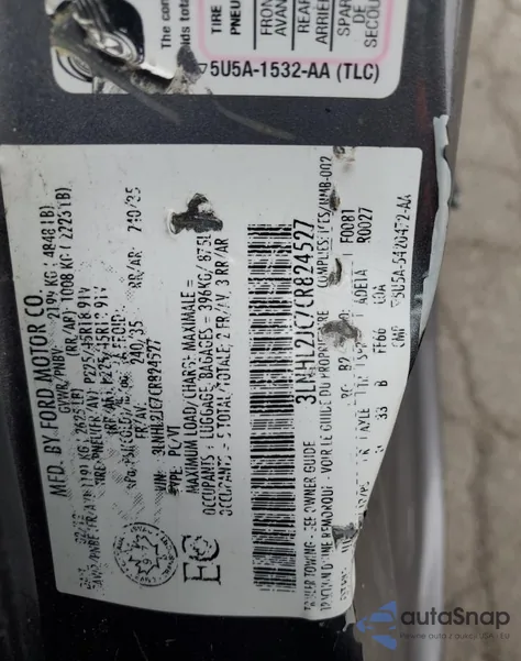 2012 Lincoln Mkz z USA, uszkodzony, nr VIN 3LNHL2JC7CR824527